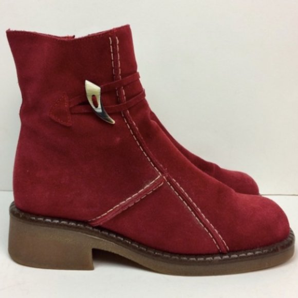 womens red suede ankle boots
